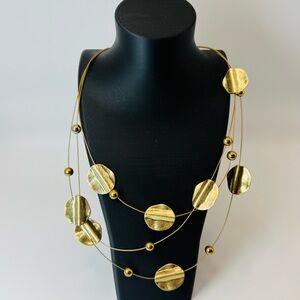 Vintage Gold Tone Layered Disc Necklace